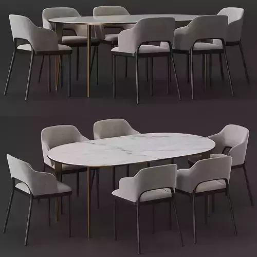 Thonet 520 and Arden dining table 3D model