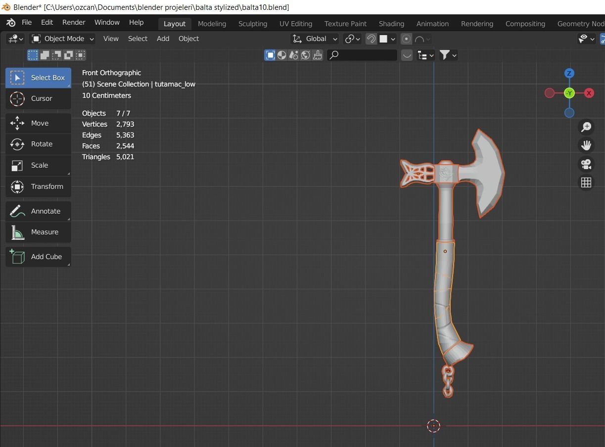 Axe - Stylized - Low Poly Low-poly 3D model_1