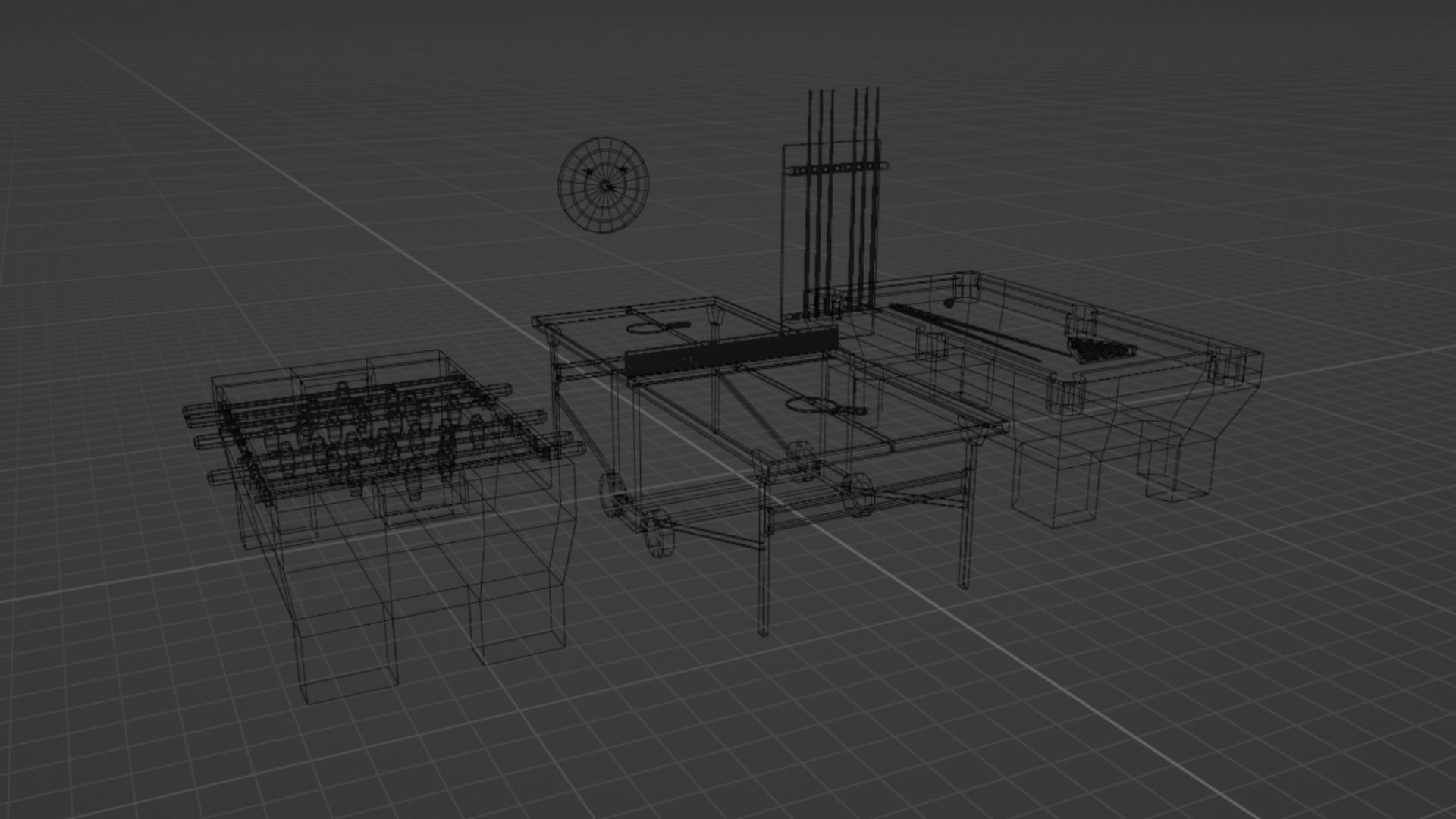 Lowpoly Pub Game Set Pool-Table Tabletennis Tablesoccer Darts Low-poly 3D model_33