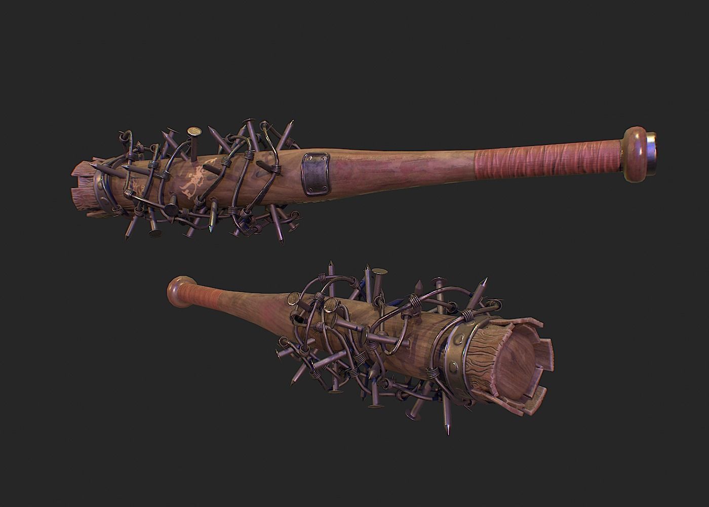 SurvivalBat barbed wire baseball bat Low-poly 3D model_5