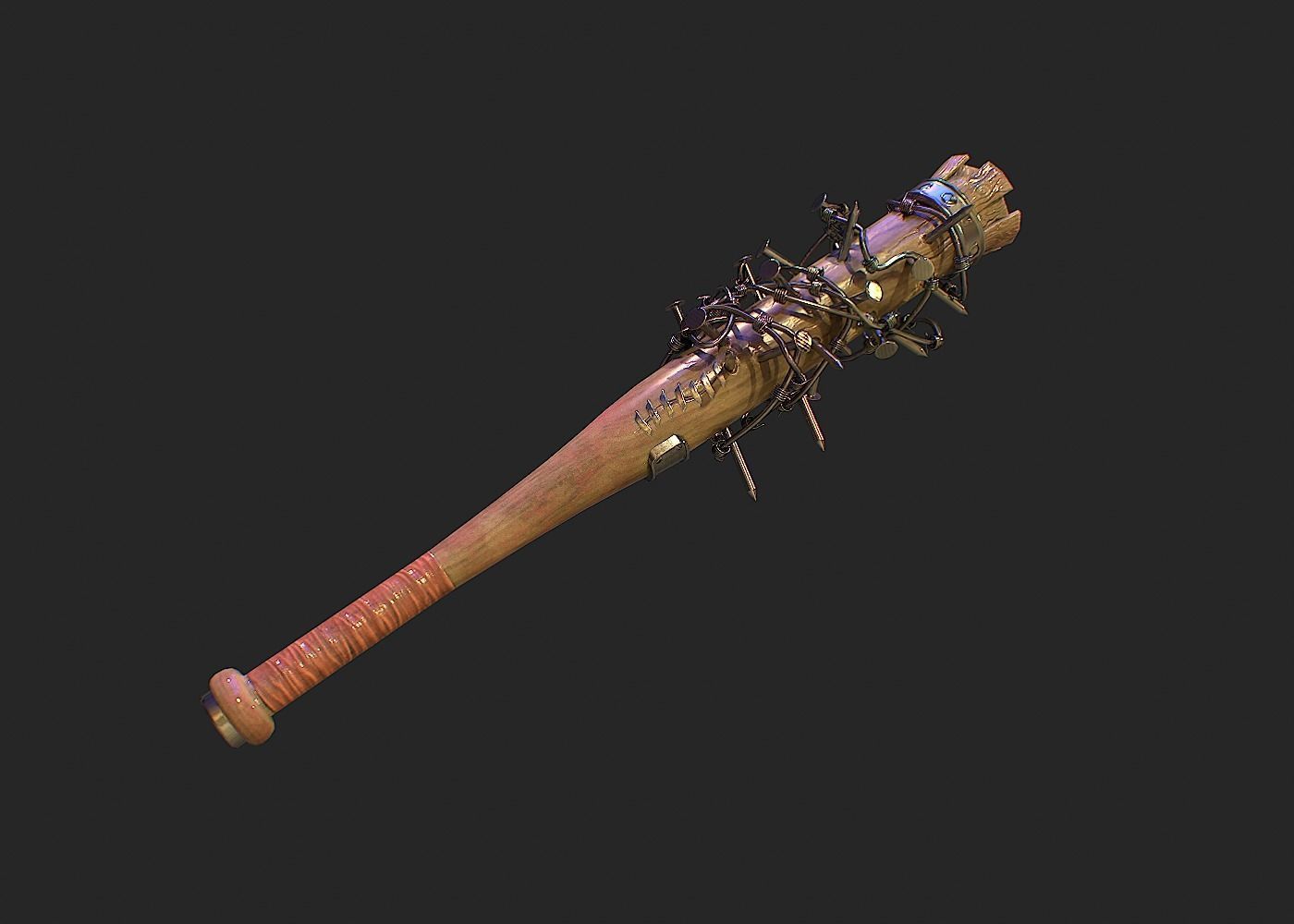 SurvivalBat barbed wire baseball bat Low-poly 3D model_1