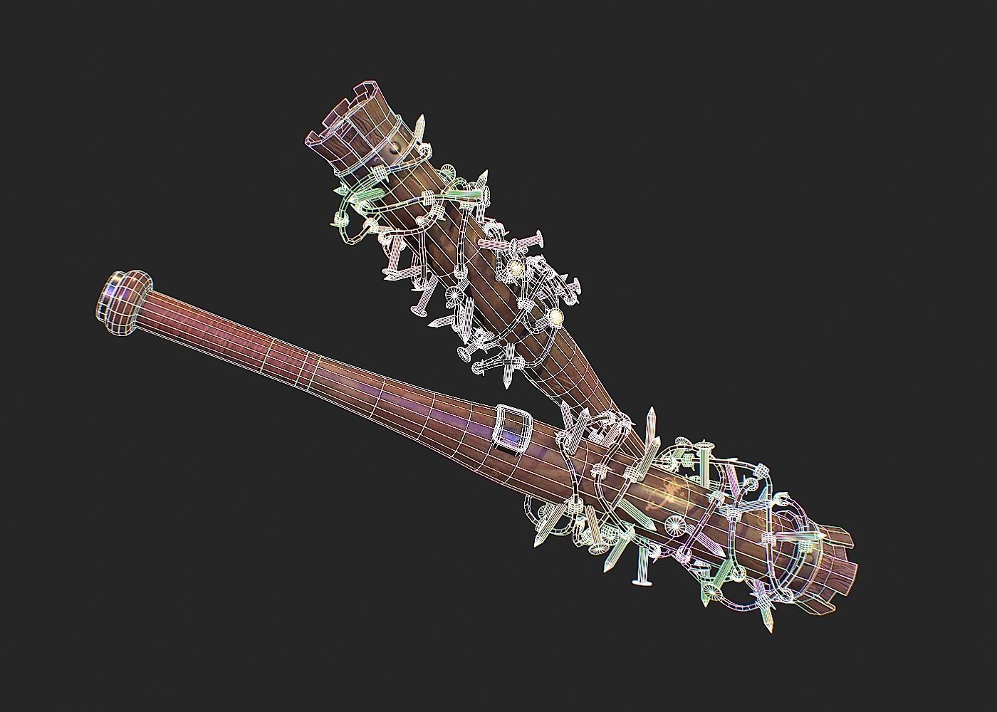 SurvivalBat barbed wire baseball bat Low-poly 3D model_7