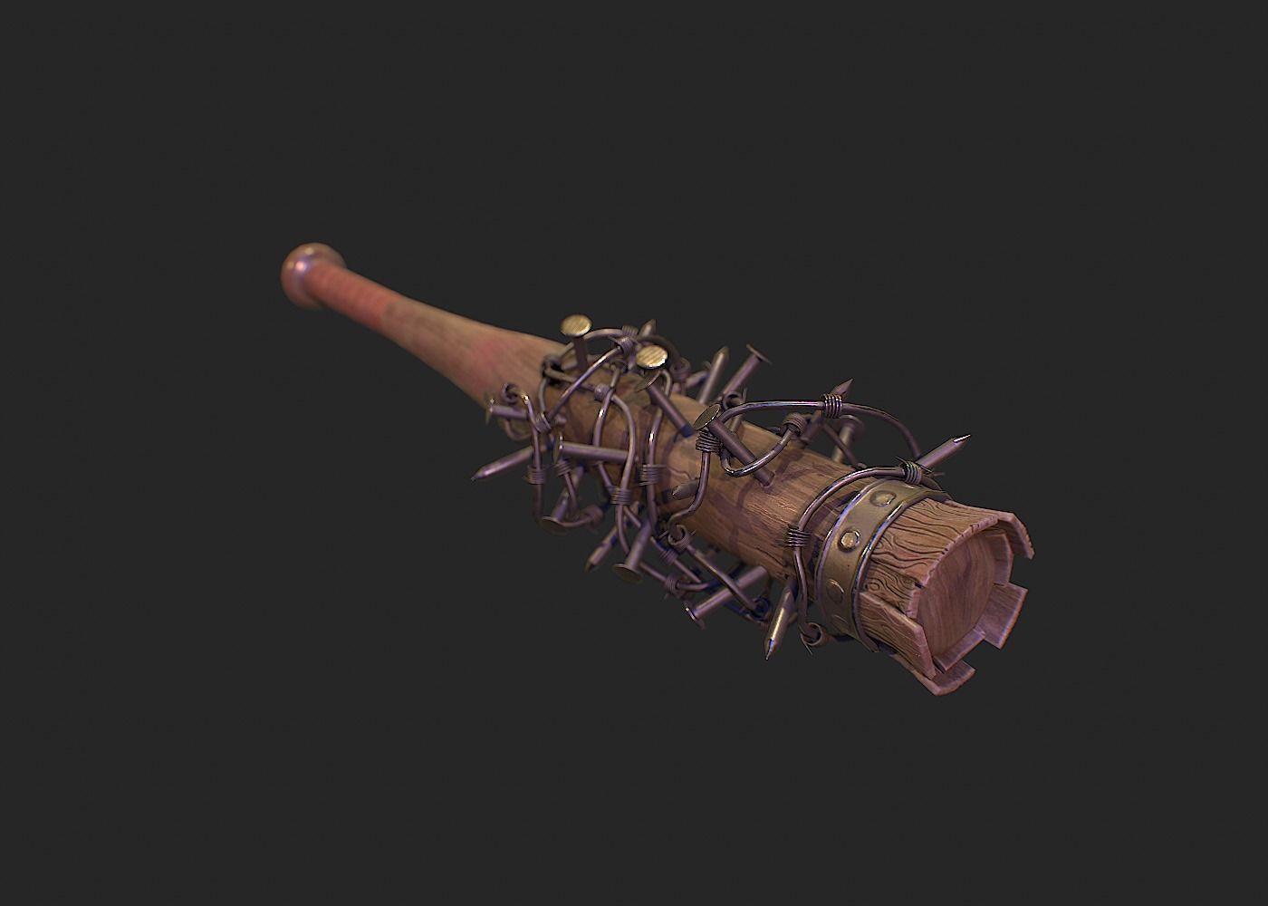 SurvivalBat barbed wire baseball bat Low-poly 3D model_2