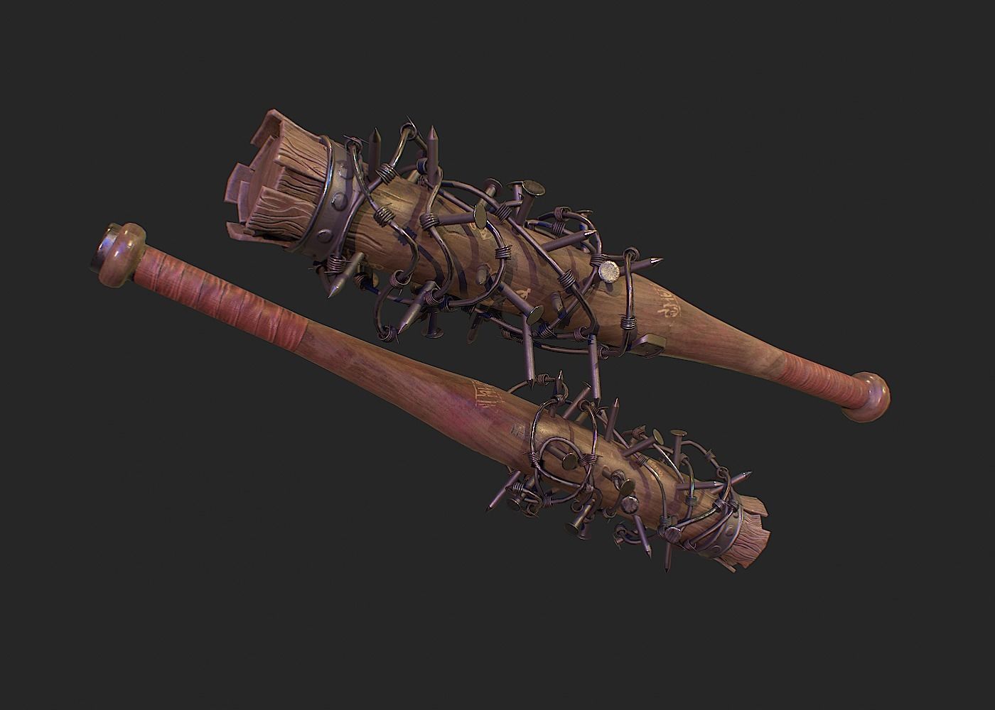 SurvivalBat barbed wire baseball bat Low-poly 3D model_4