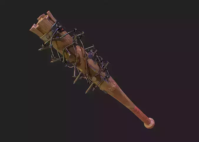 SurvivalBat barbed wire baseball bat Low-poly 3D model
