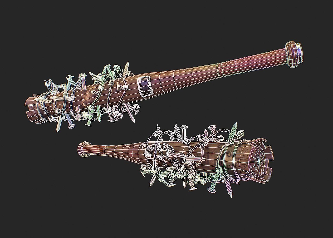 SurvivalBat barbed wire baseball bat Low-poly 3D model_6