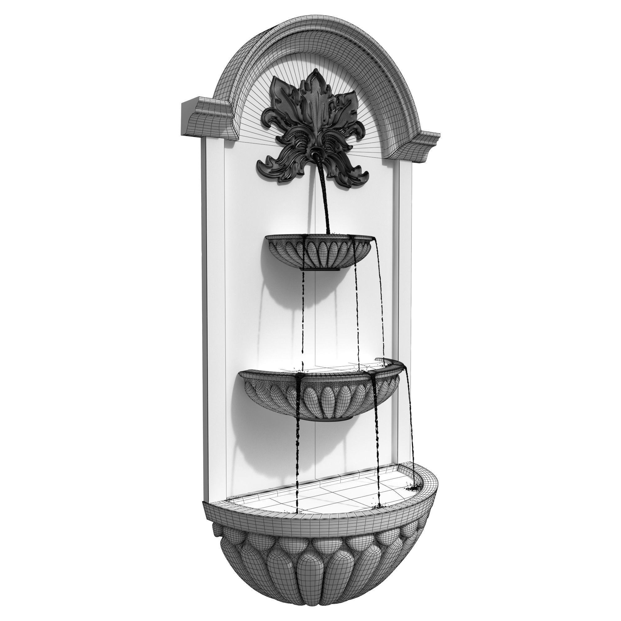 Classic Wall Fountain 02 3D model_3