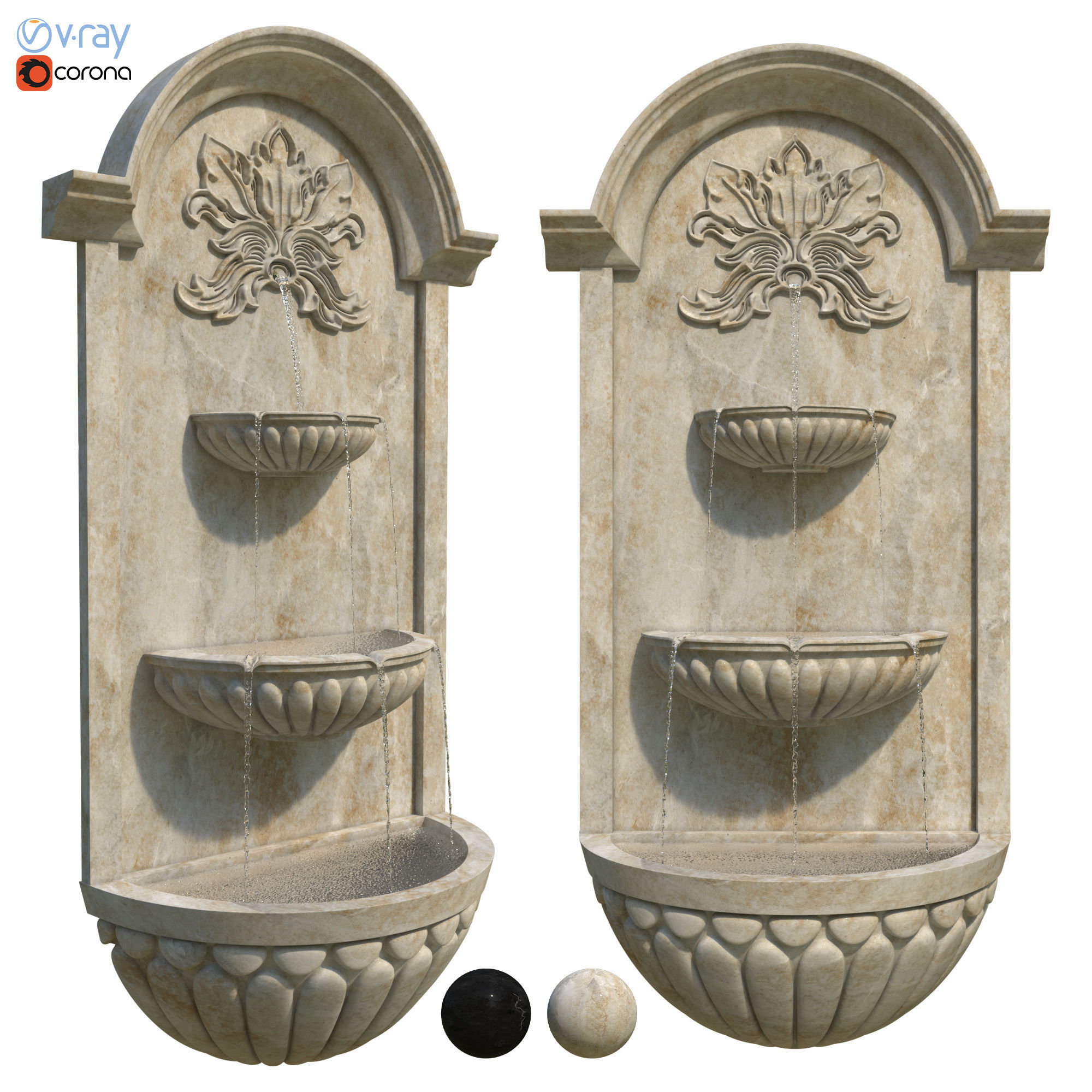 Classic Wall Fountain 02 3D model_1