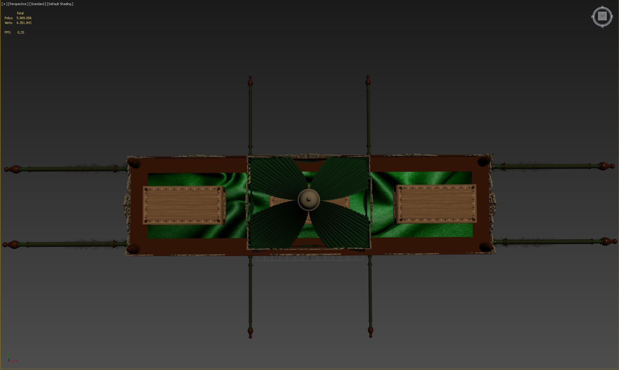 Palanquin 1 wooden cart with two boxes 3D model_5