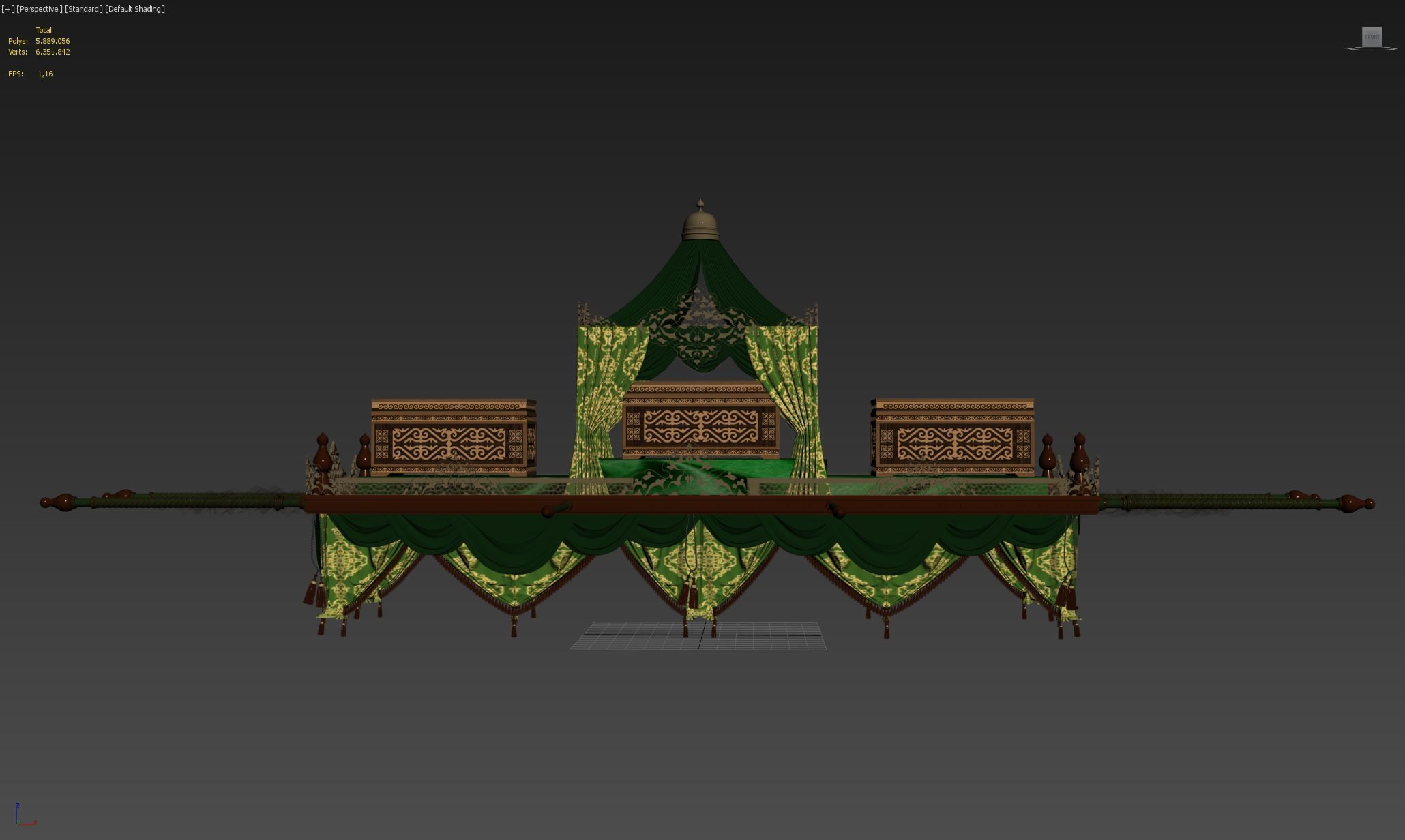 Palanquin 1 wooden cart with two boxes 3D model_4