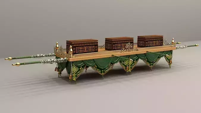 Palanquin 1 wooden cart with two boxes