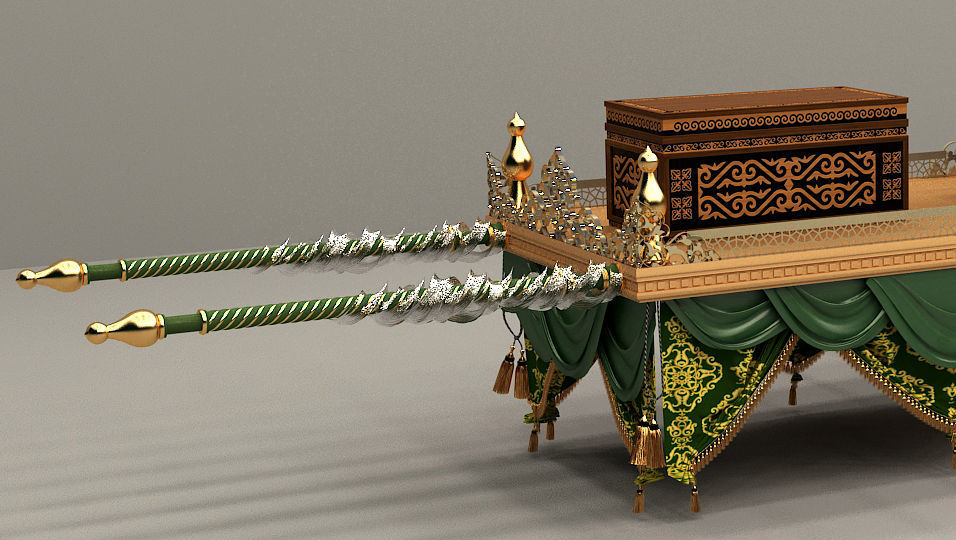 Palanquin 1 wooden cart with two boxes 3D model_1