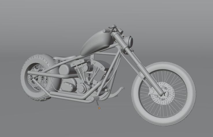 Custom Harley Davidson Bobber Low-poly 3D model_12