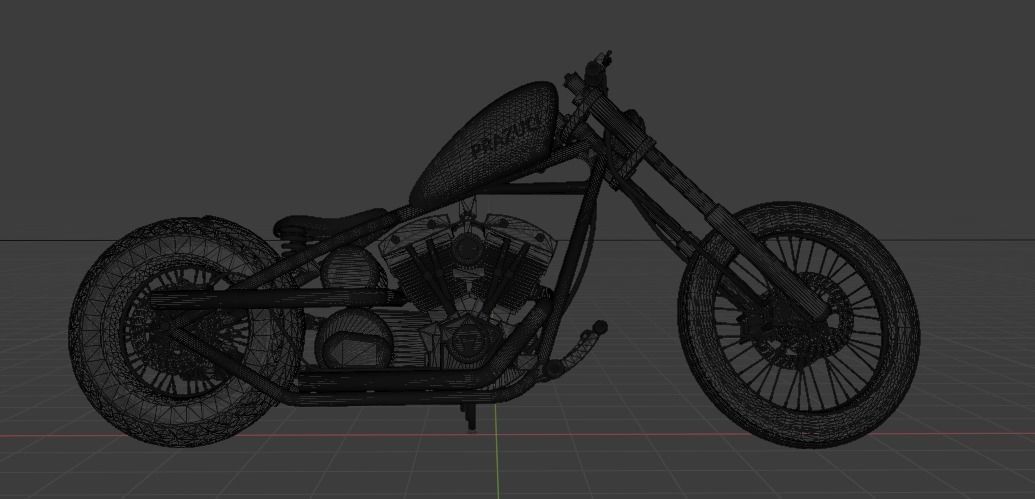 Custom Harley Davidson Bobber Low-poly 3D model_9