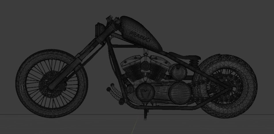Custom Harley Davidson Bobber Low-poly 3D model_8