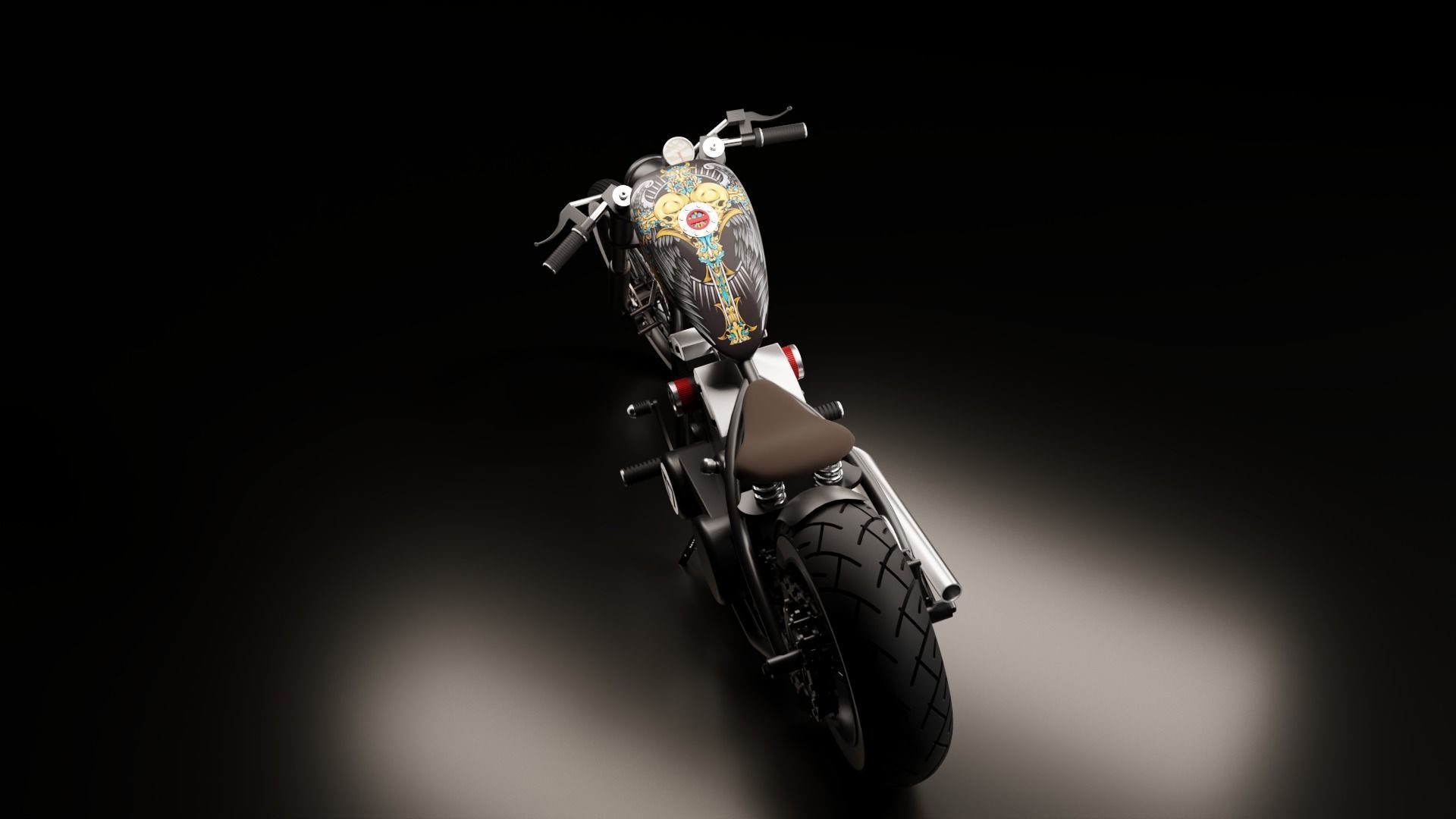 Custom Harley Davidson Bobber Low-poly 3D model_18