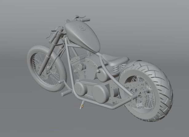 Custom Harley Davidson Bobber Low-poly 3D model_16