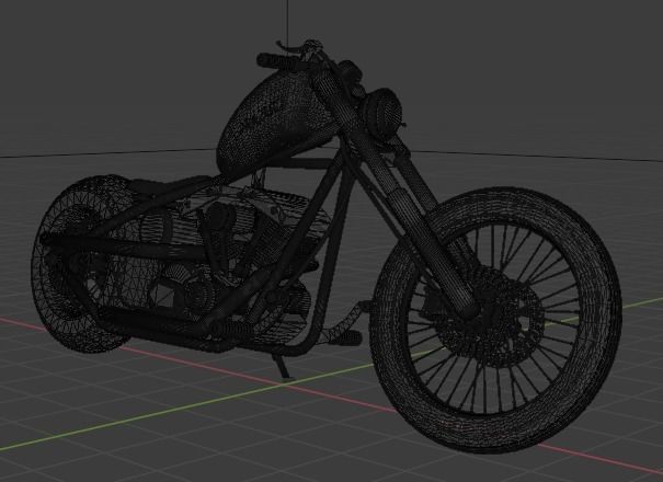 Custom Harley Davidson Bobber Low-poly 3D model_5