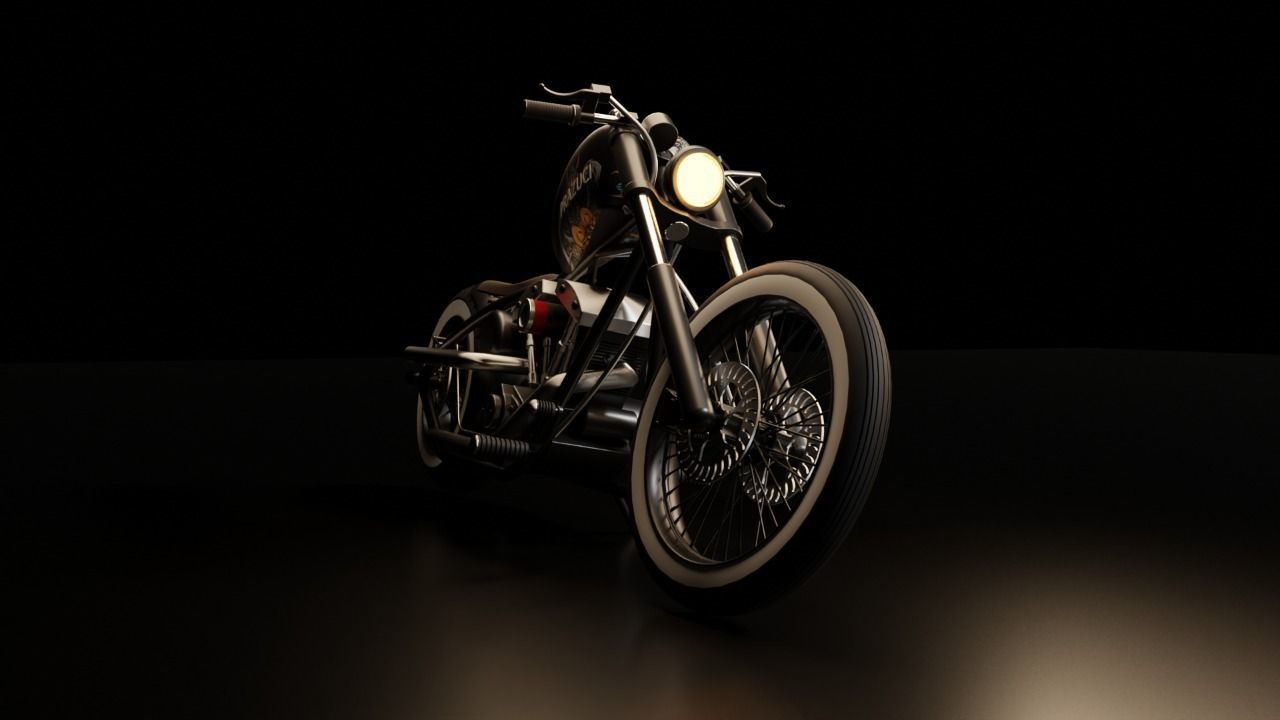 Custom Harley Davidson Bobber Low-poly 3D model_2