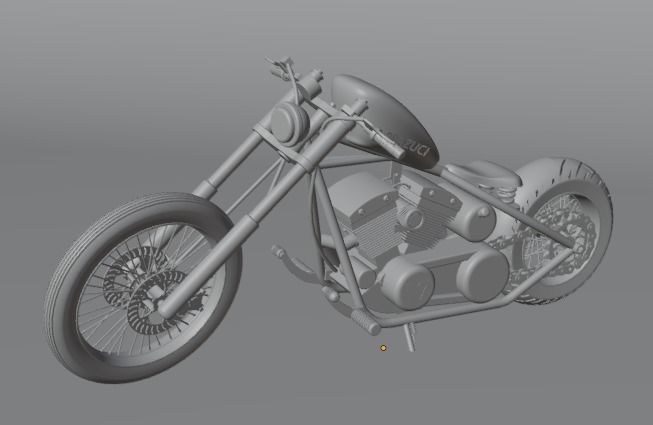 Custom Harley Davidson Bobber Low-poly 3D model_14