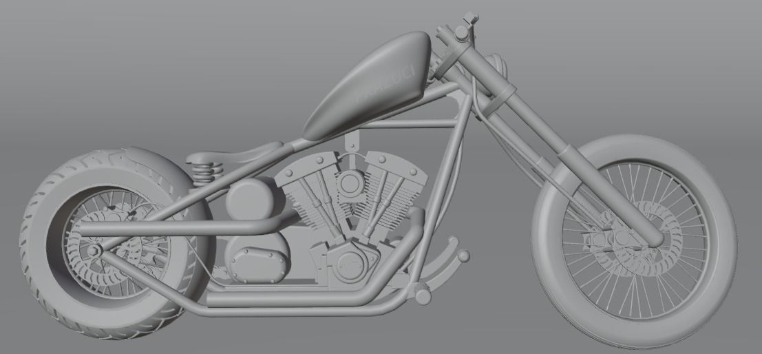 Custom Harley Davidson Bobber Low-poly 3D model_11