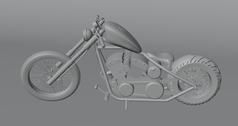 Custom Harley Davidson Bobber Low-poly 3D model_15
