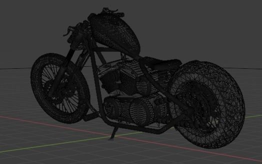 Custom Harley Davidson Bobber Low-poly 3D model_7