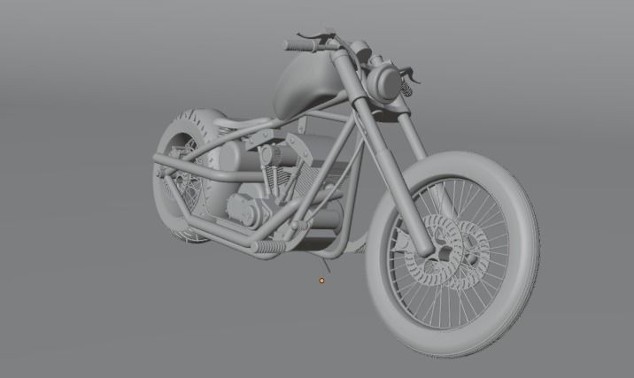Custom Harley Davidson Bobber Low-poly 3D model_13