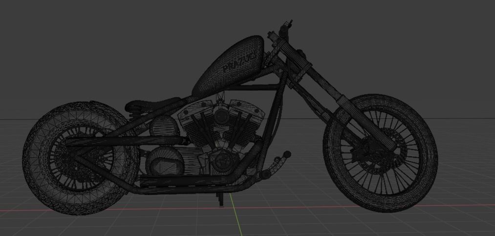 Custom Harley Davidson Bobber Low-poly 3D model_19