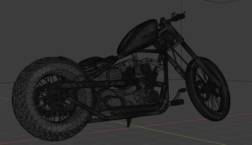 Custom Harley Davidson Bobber Low-poly 3D model_10
