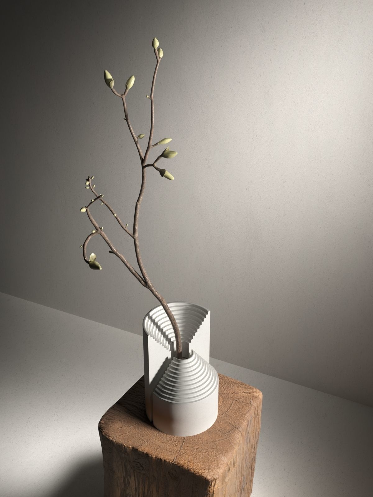 Ark Vase with Magnolia 3D model_1