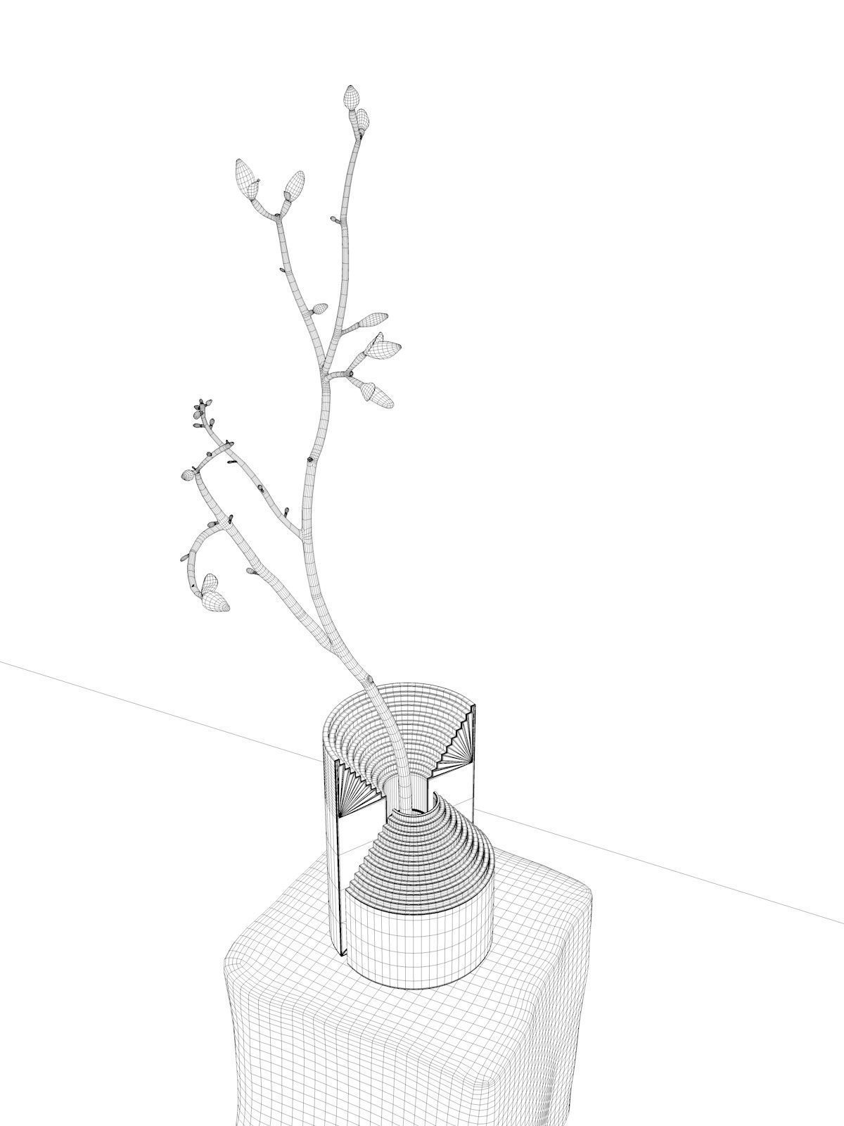 Ark Vase with Magnolia 3D model_4