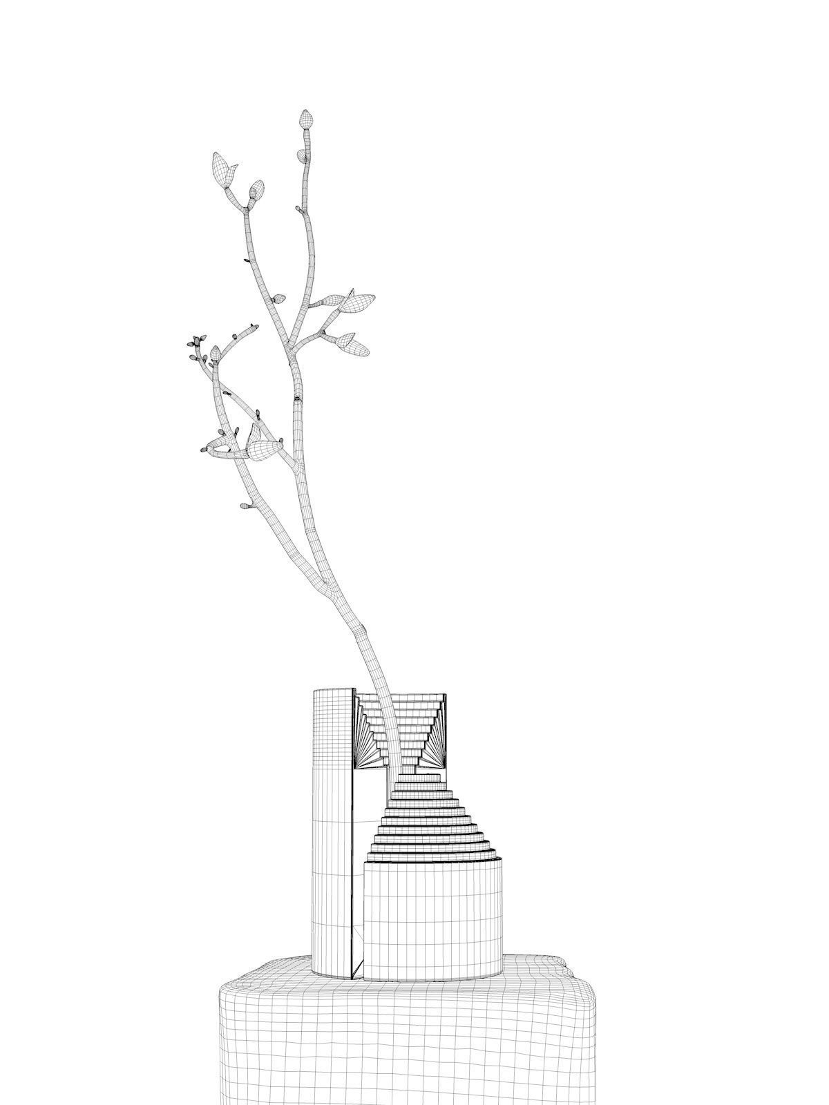 Ark Vase with Magnolia 3D model_3