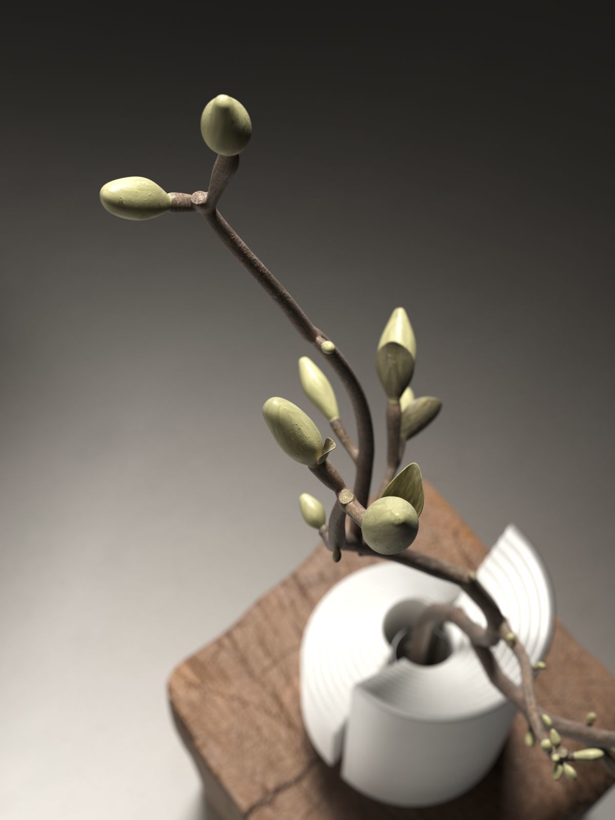 Ark Vase with Magnolia 3D model_2
