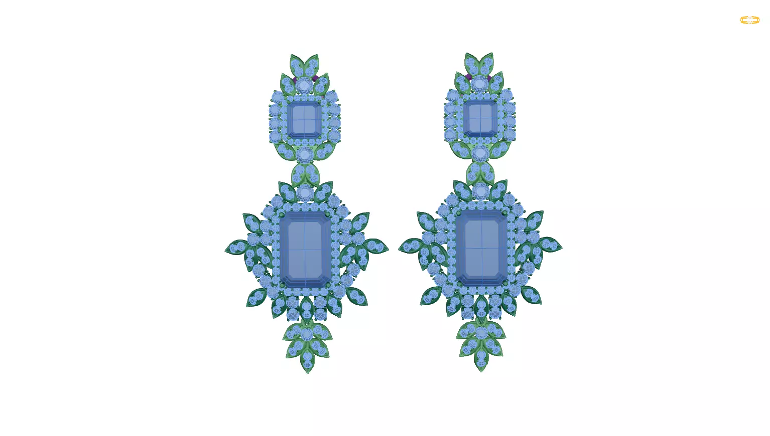 earring pair of earrings with crystals 3D print model