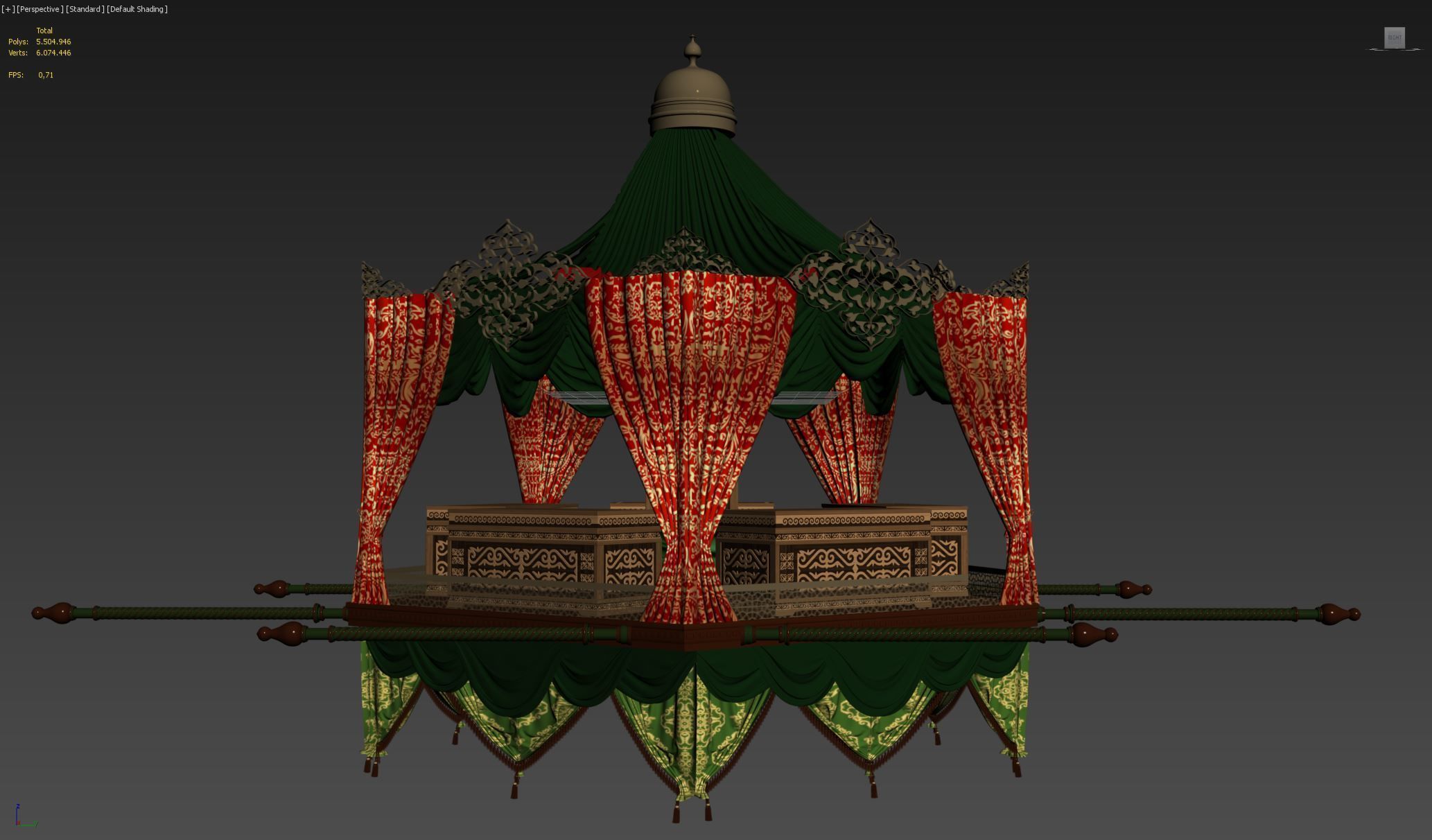 Palanquin 2 traditional islamic tent with canopy 3D model_3