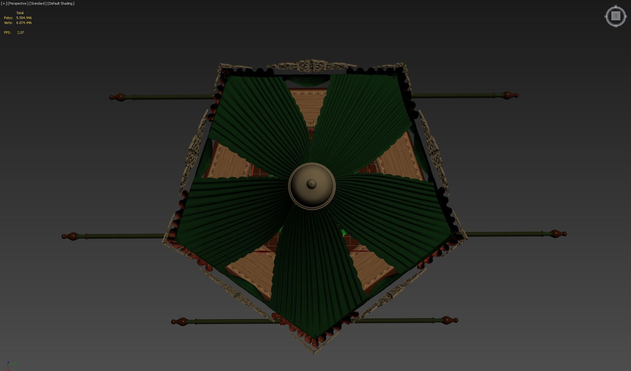 Palanquin 2 traditional islamic tent with canopy 3D model_4