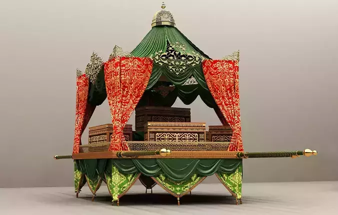 Palanquin 2 traditional islamic tent with canopy 3D model