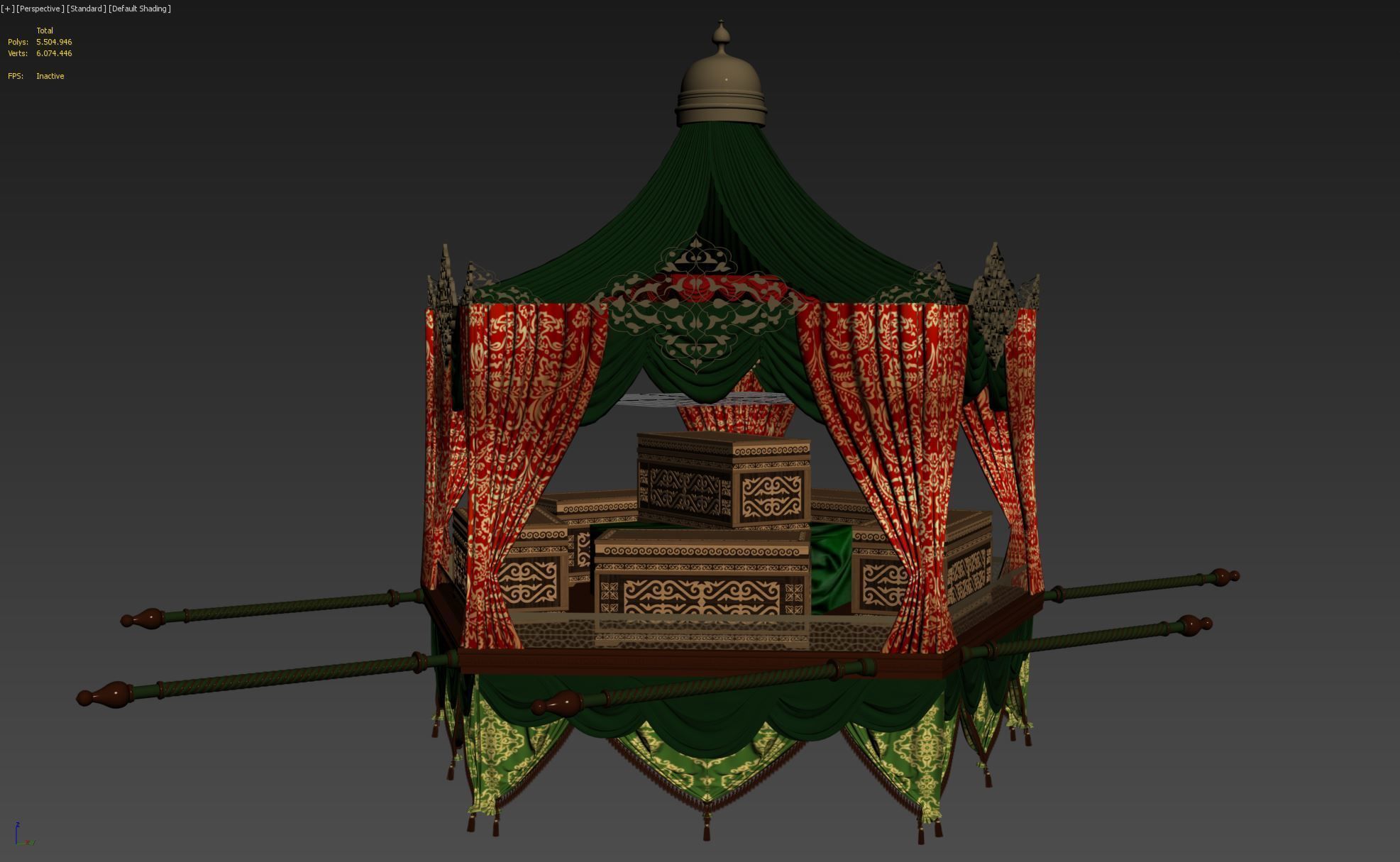 Palanquin 2 traditional islamic tent with canopy 3D model_2