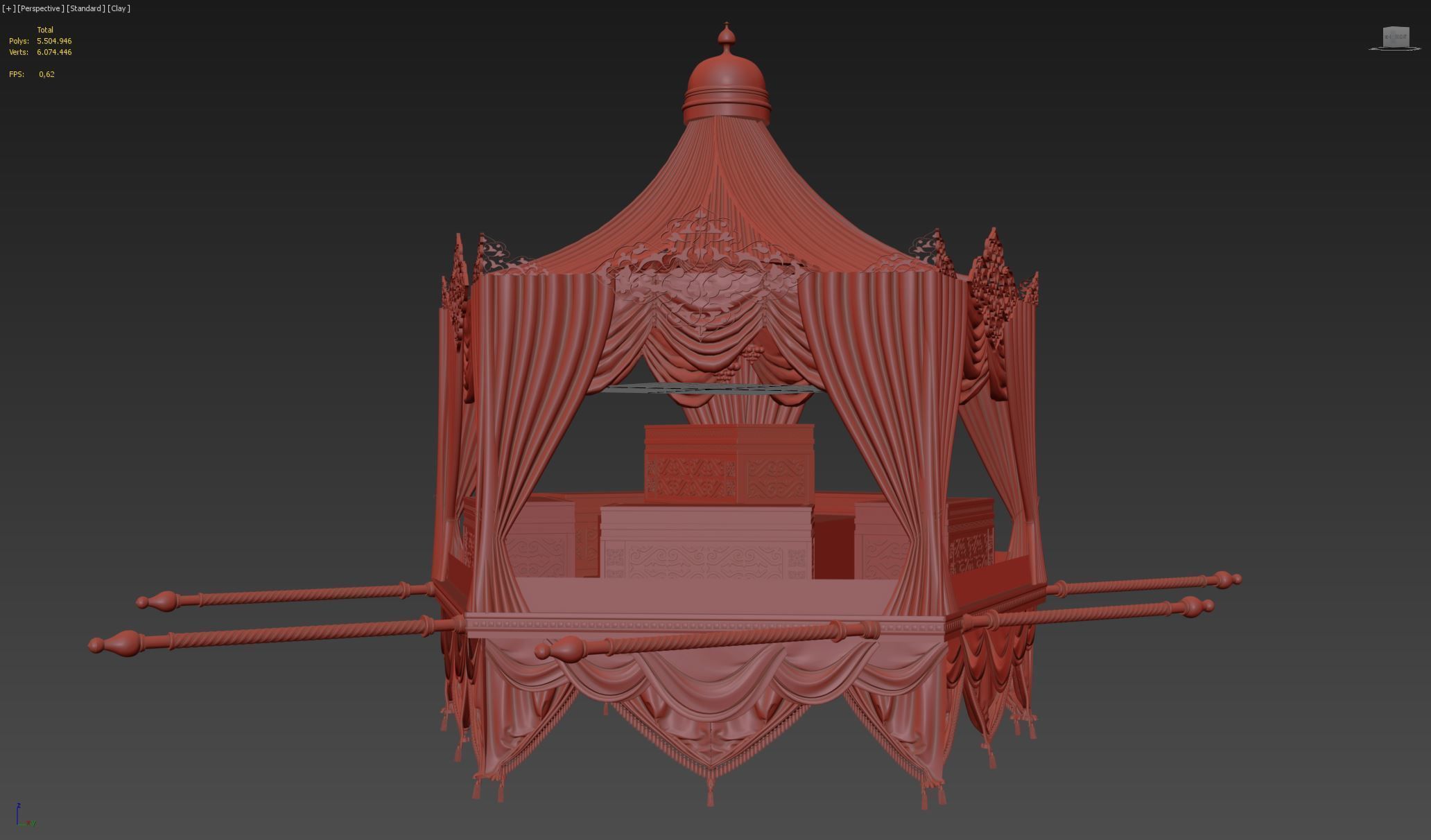Palanquin 2 traditional islamic tent with canopy 3D model_5
