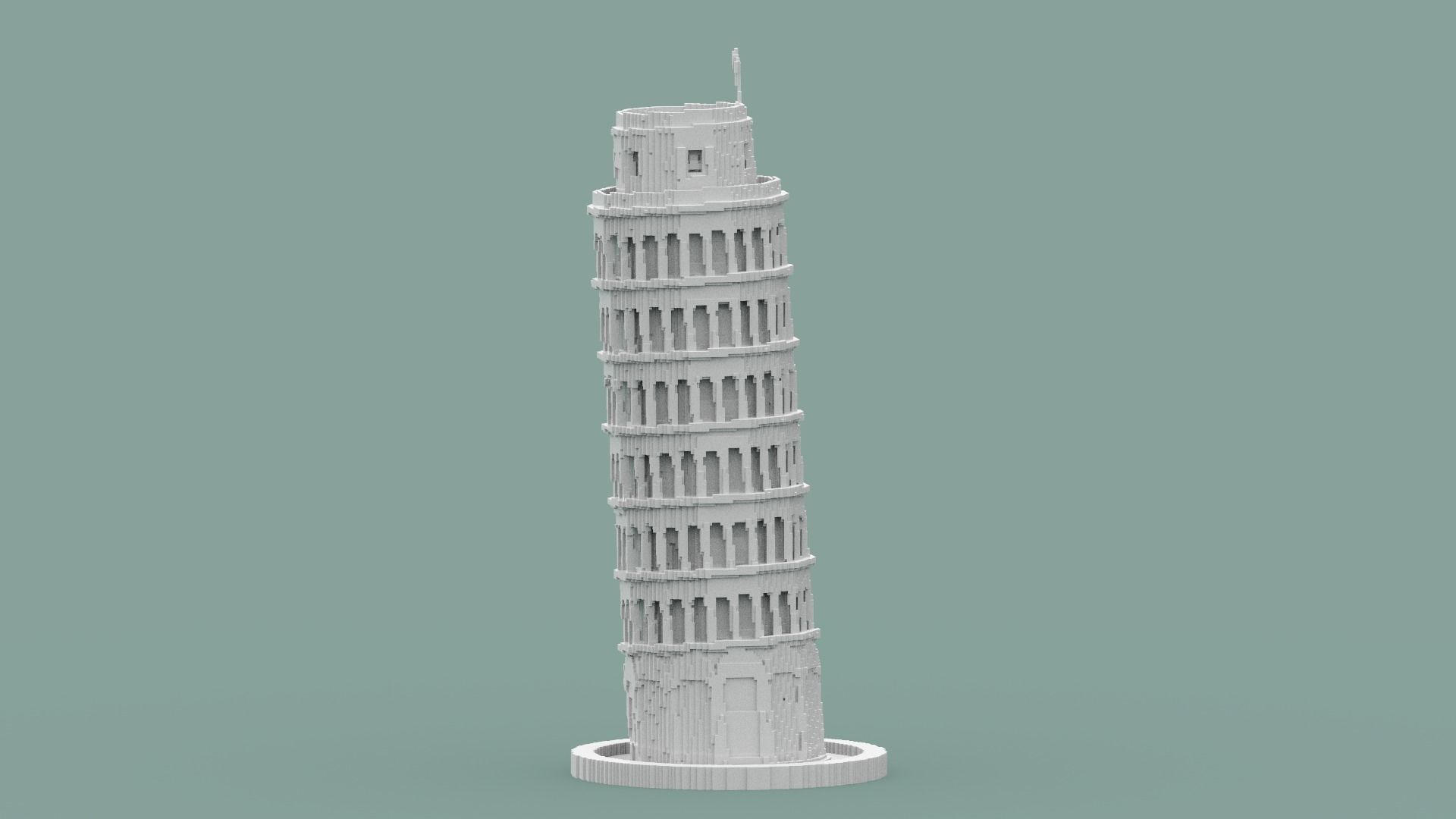 Voxel Pisa Tower Low-poly 3D model_17