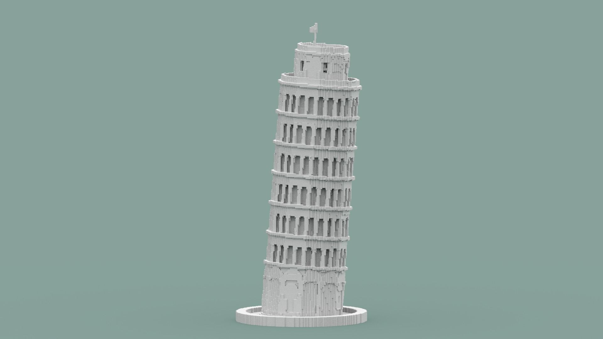 Voxel Pisa Tower Low-poly 3D model_1