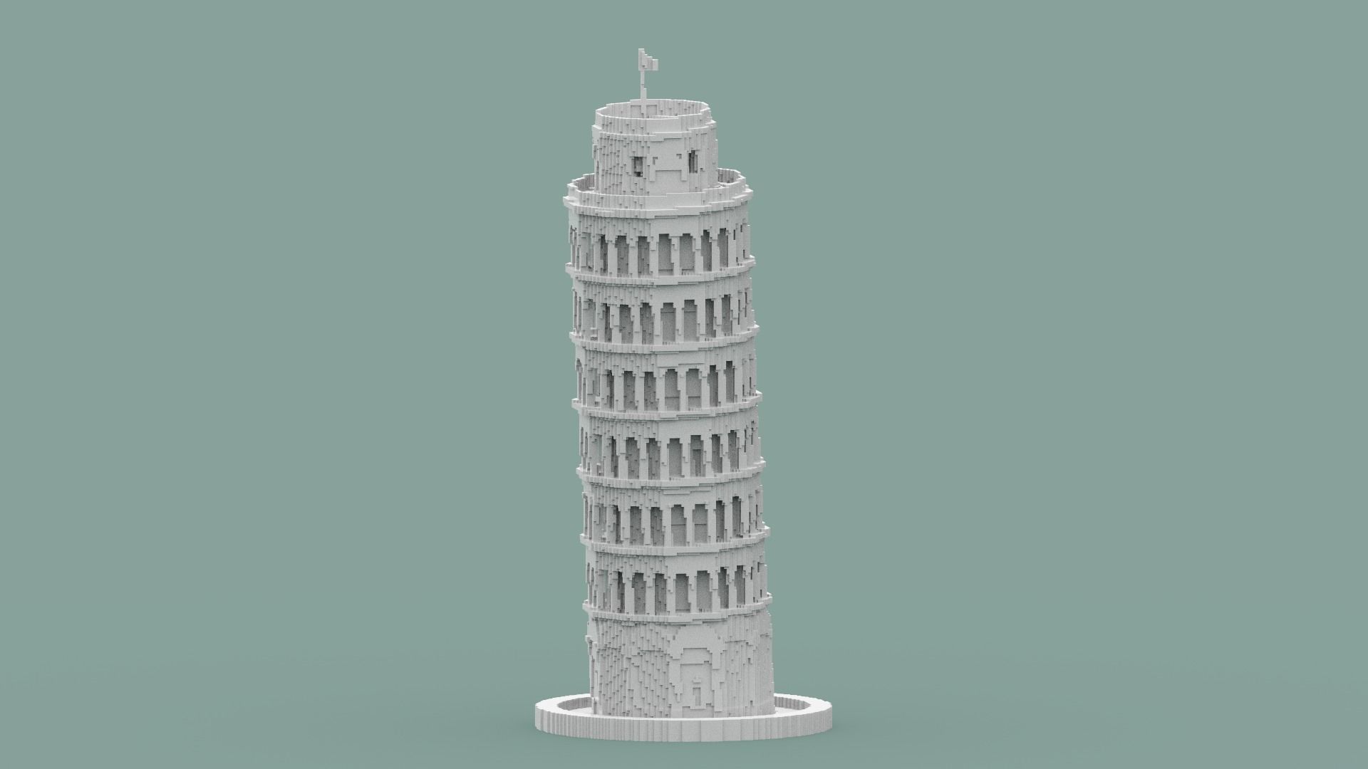 Voxel Pisa Tower Low-poly 3D model_14