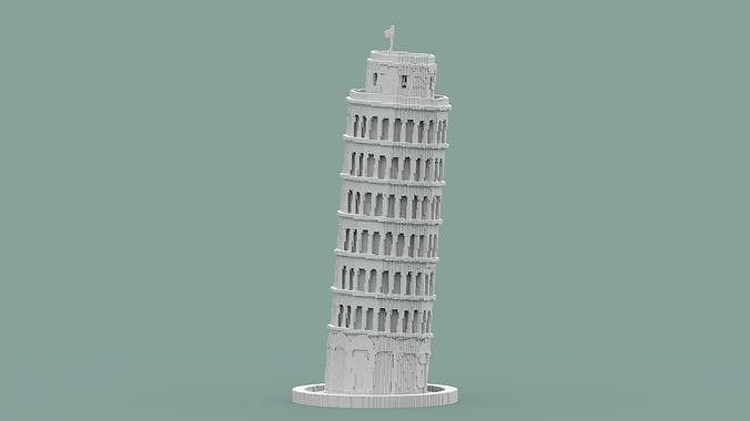 Voxel Pisa Tower Low-poly 3D model