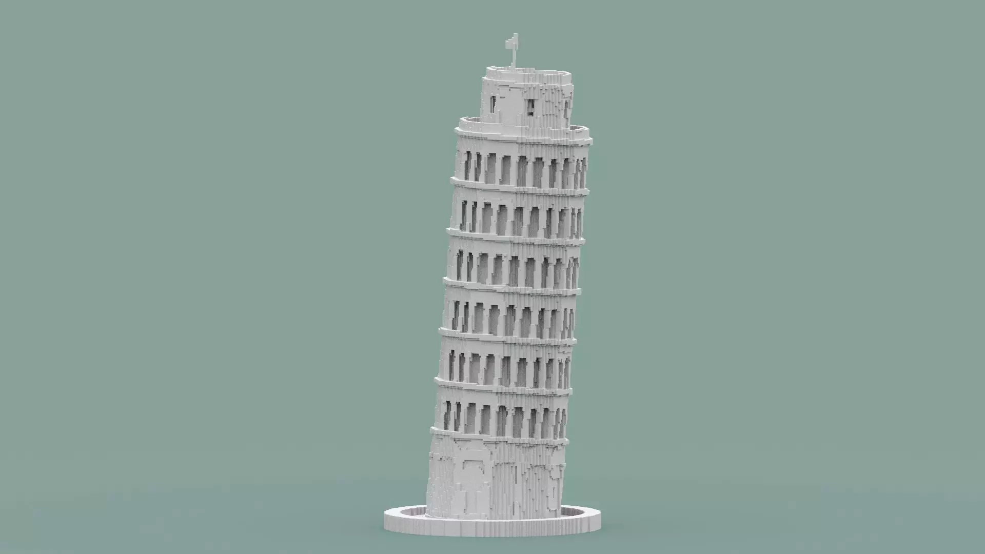 Voxel Pisa Tower Low-poly 3D model_0