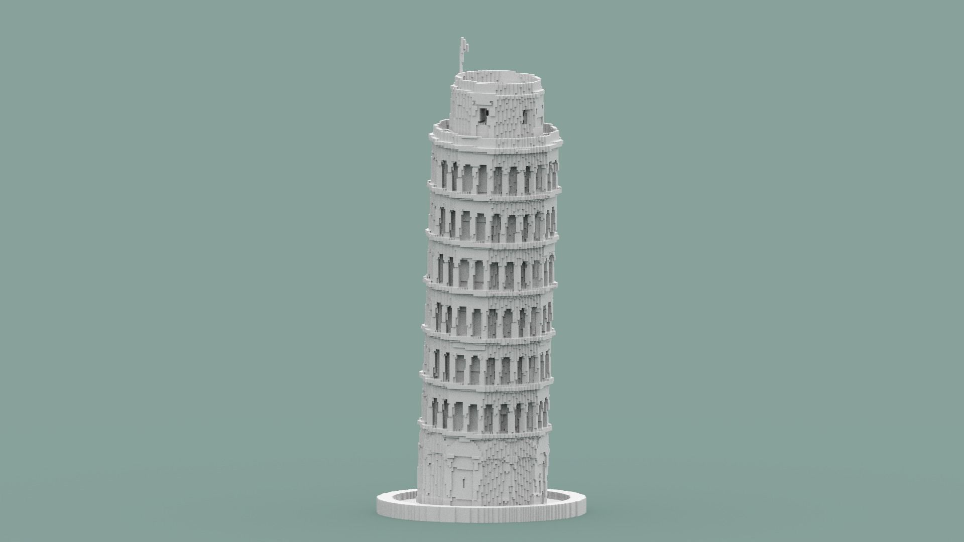 Voxel Pisa Tower Low-poly 3D model_12