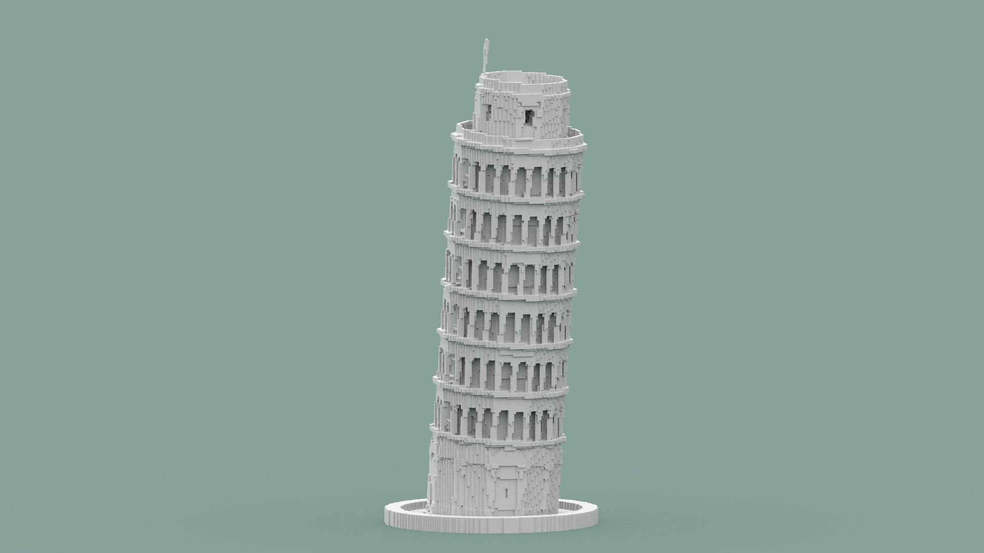 Voxel Pisa Tower Low-poly 3D model_11