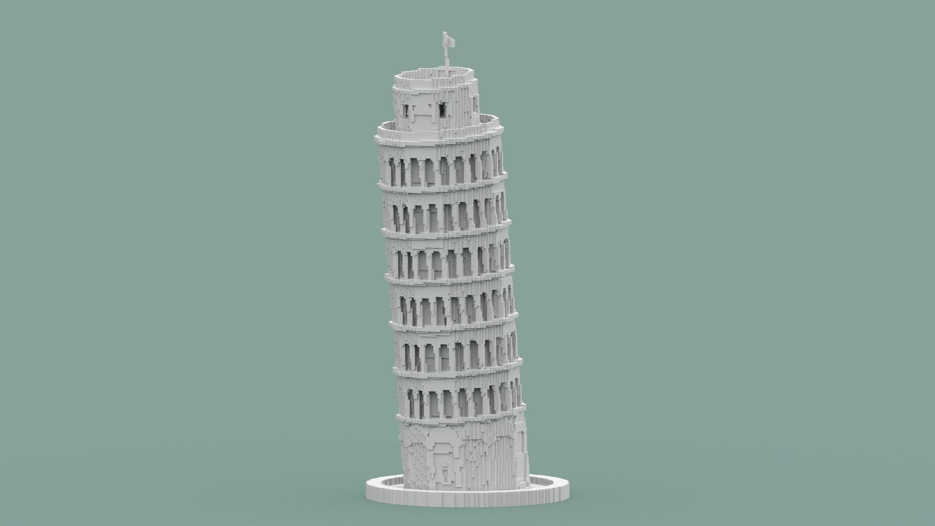 Voxel Pisa Tower Low-poly 3D model_15