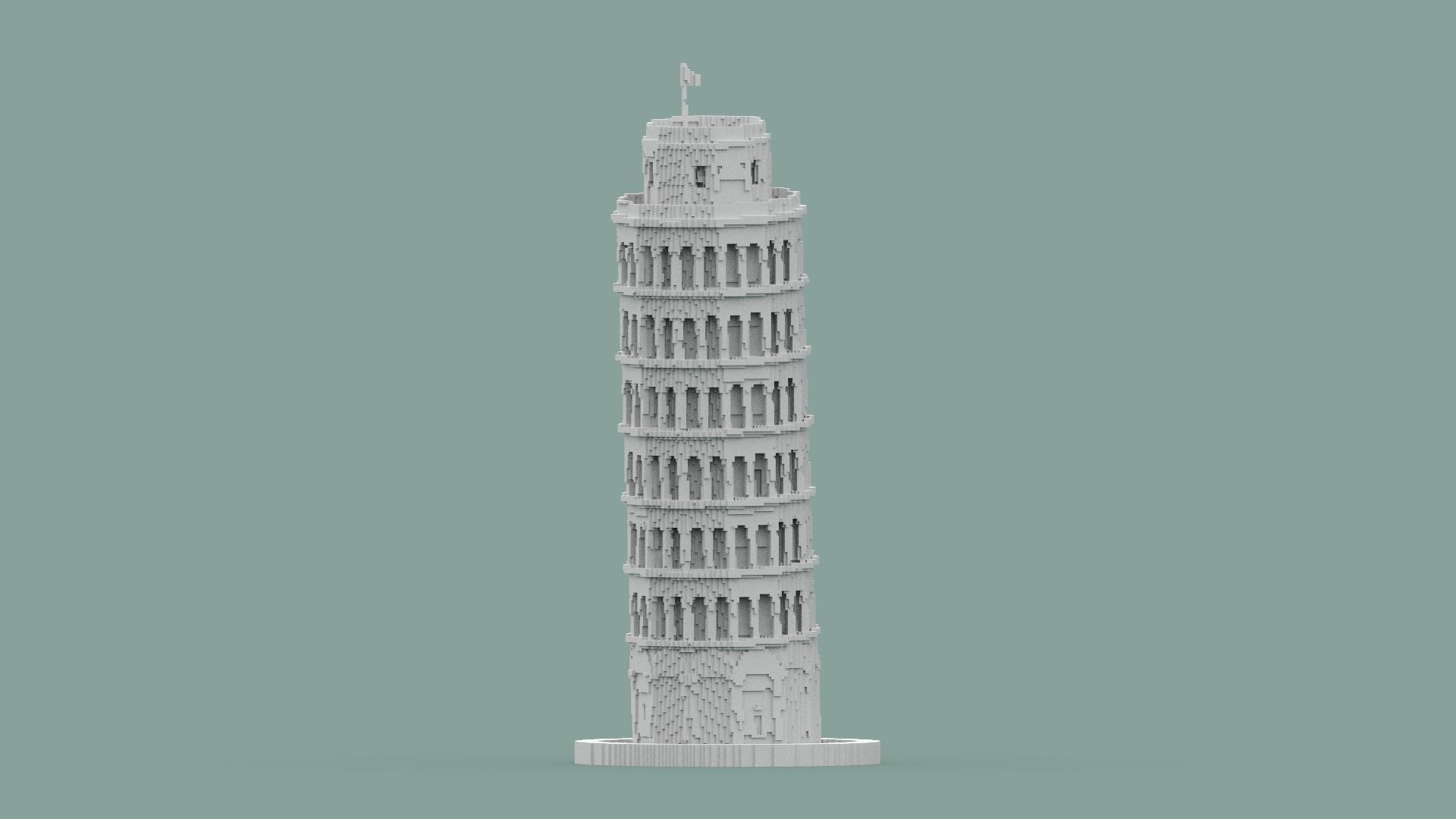 Voxel Pisa Tower Low-poly 3D model_7