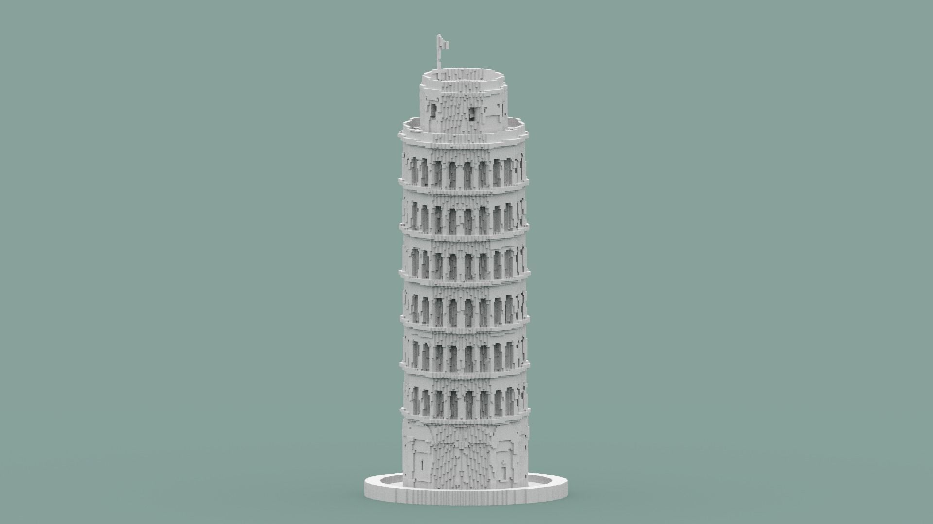 Voxel Pisa Tower Low-poly 3D model_13